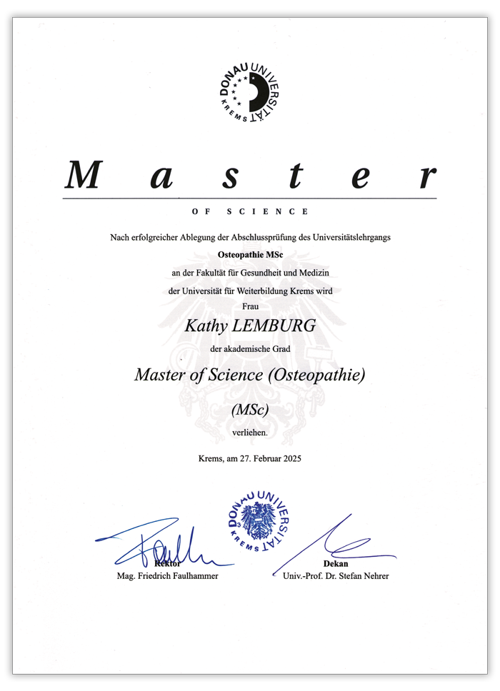 Master Diplom Osteopathie Kathy Lemburg