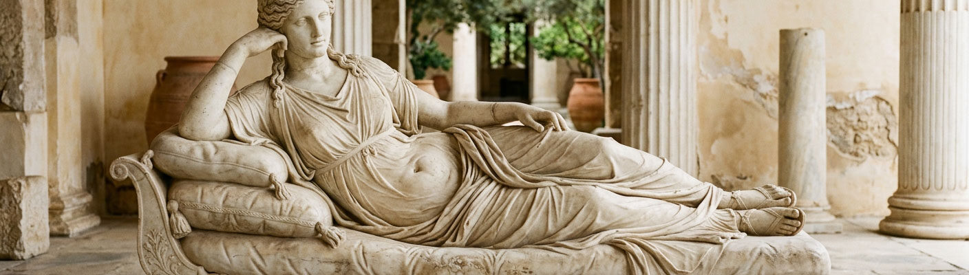 Griechische Staute mit nacktem Bauch als Sinnbild für Epigenetik Mikronährstoffe und Mikrobiom.